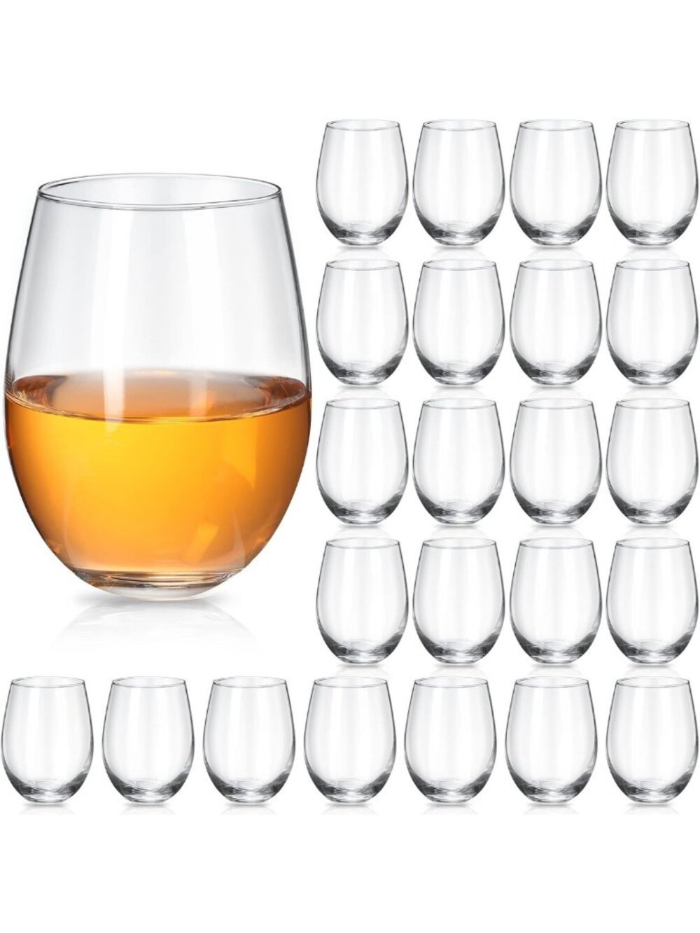 24 Pack Stemless Wine Glasses - 18 oz Tumblers for Parties, Events & Gatherings